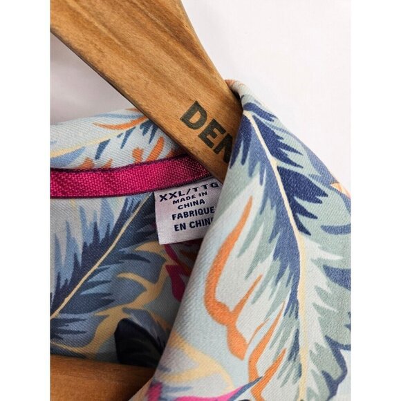 Tommy Bahama Hawaiian Shirt Mens XXL Silk Coolmax Light Blue Palm Fronds - Picture 4 of 6